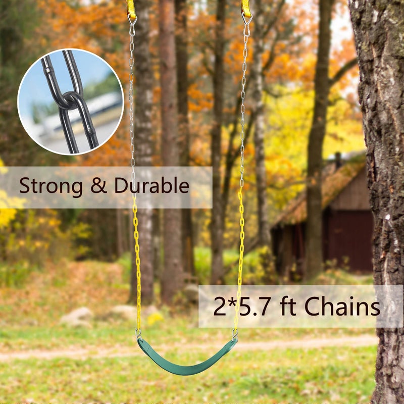 PACEARTH Swing Seat with Heavy Duty 68.9 inch Anti-Rust Plastic Coated Chains, 23.6 inch Tree Hanging Straps and Locking Buckles-Outdoor Playground Tree Swing Set Accessories Replacement (Blue) - Image 4